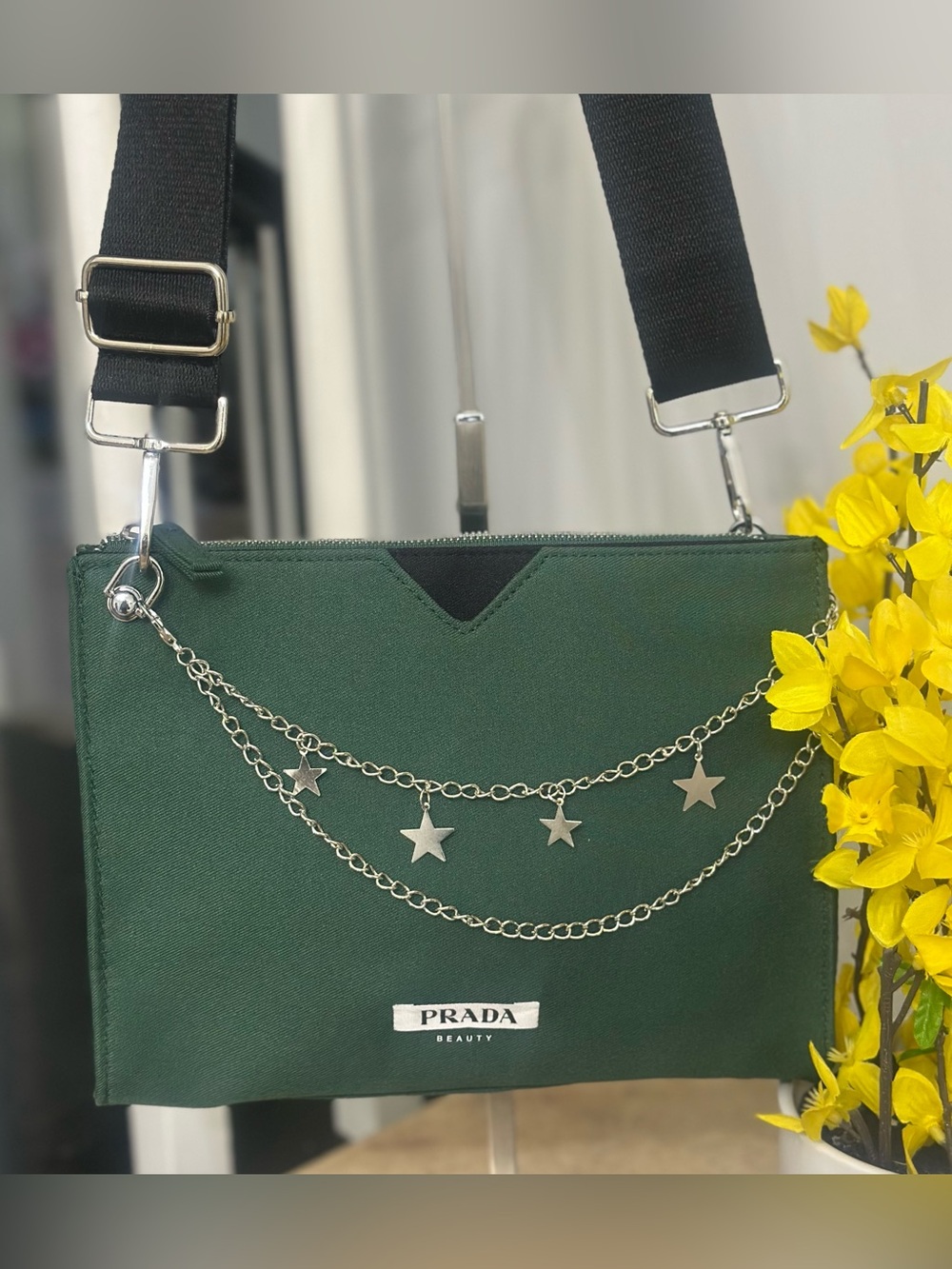 Prada Dark Green Cosmetic Bag GWP NWOT